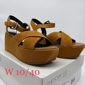 Brown Suede Platform Strappy Wedge Sandal Open Toe